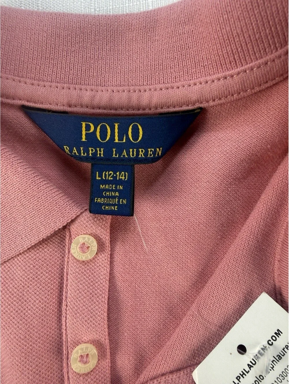 NWT Polo Ralph Lauren Girls Polo Dress Pink Drop Waist Ruffle Hem L 12-14 Cotton